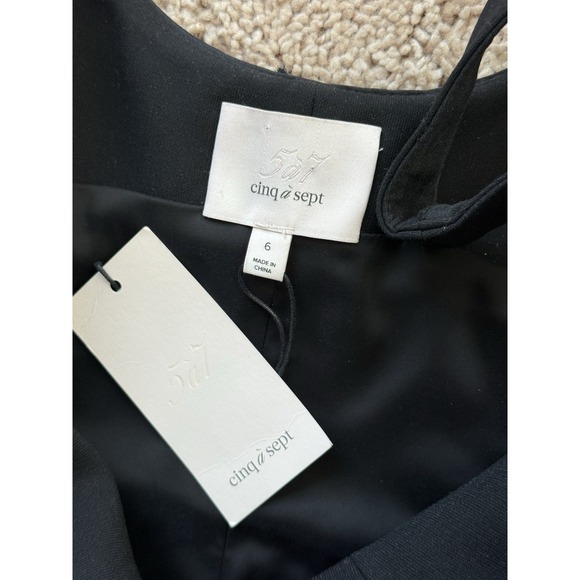 NWT Cinq A Sept Ellette Midi Dress Womens 6 Black Sleeveless Sheath Bustier LBD - Picture 4 of 8